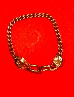 Armband Herren Gold Imitat Massiv Biker Fan Artikel Totenkopf Glieder-Armband - Quakenbrück Zentrum