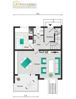 BIETERVERFAHREN: laufend modernisiertes Reihenmittelhaus, 4 Zi., mit Garten und Garage in Teising - Teising