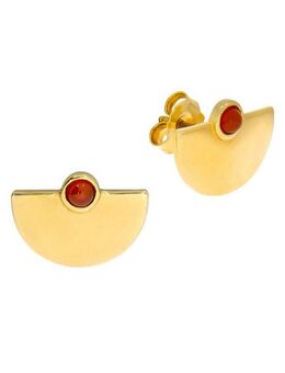 Zeeme Paar Ohrstecker 925/- Sterling Silber vergoldet Achat rot