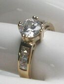 Ring, 925 Silber, vergoldet mit gefassten Topassteinen in 27389