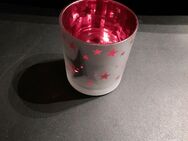 Teelichthalter Weihnachten Glas Höhe ca. 8cm Milchglas Sterne Silberfarbig - Essen