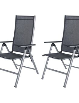 Designer 7-Fach Alu-Hochlehner Gartenstuhl Set 2 Stück grau/silber - Wuppertal