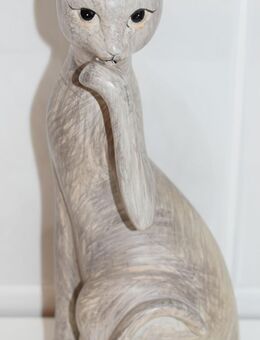 KATZE sitzend Keramik grau 26 cm Vintage NEUWERTIG - Ochsenfurt