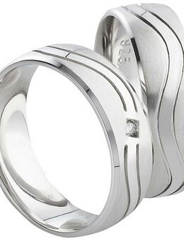 Partnerringe aus Silber mit geschwungenen Glanzrillen SR092-SR093 - Aholming