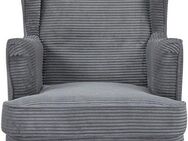 Home affaire Ohrensessel ZILLER, TV-Sessel, frei im Raum stellbar, in Cord und Samtvelours, Holzfüsse mit dekorativen Metallhülsen, Traumhafter Relaxsessel