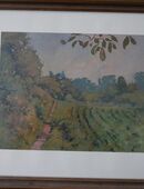 Bild , Ölgemälde , Weinberg - Garten , Öl auf Pappe , Kurt Reinhardt (1902 - 1981) , Größe des Bildes 41cm x 36cm , K329 in 02828