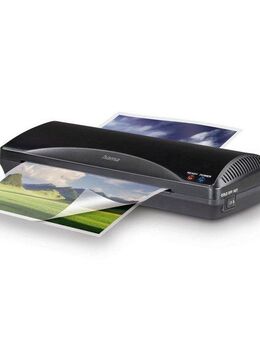 Hama Laminiergerät Laminator für DIN A4, Heiß- und Kaltlaminierung, 2 Rollen, schwarz, Mit Laminierfolien, Tischgerät, Verwendung im Office und Privat