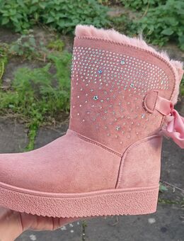 Gr. 38, kuschelig warm gefütterte Winter Snow Boots, GLITZER, rosa - Bruchköbel