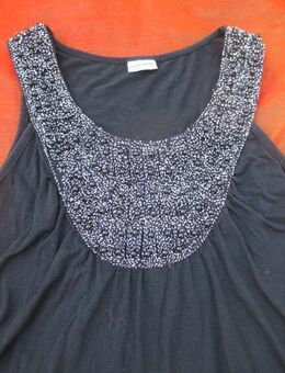 NEU * Sexy * ausgefallen * Perlen * Lurex- Glitzer * Stickerei * Baby Doll- Style * Träger- Top * T- Shirt "marie claire" Gr. 36- 38, 40/ S- M * schwarz * Gothic * - Riedlingen
