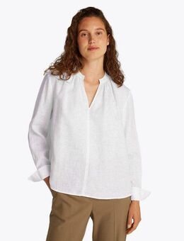 Tommy Hilfiger Klassische Bluse ESS LINEN V-NECK BLOUSE mit Raffung,kühlendes Premium Leinen