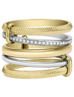 Fossil Fingerring JEWELRY ALL STACKED UP TWO-TONE PRESTACK RING, JF04592998, mit Glasstein