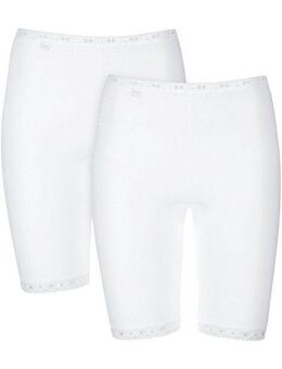 sloggi Lange Unterhose Basic+ (2er Pack) Spitzenbesatz, weiche Nähte, Baumwollmischung