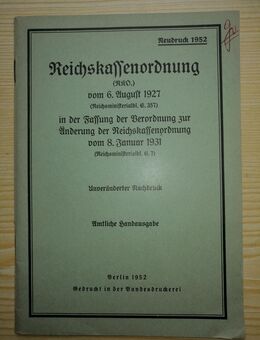 Reichskassenordnung RKO 06.08.1927 amtliche Ausgabe histori uralt - Hamburg Wandsbek