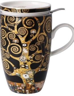 Goebel Tasse Klimt, Metall, Porzellan, Artis Orbis, Teetasse mit Deckel/Sieb, Gustav Klimt - Der Lebensbaum