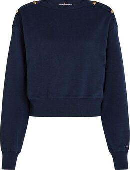 Tommy Hilfiger Curve Sweatshirt CRV GOLD BTN BOAT-NK SWTSHRT in Großen Größen, mit goldfarbenem Knopf, U-Boot Ausschnitt
