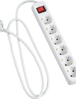 Hama Mehrfachsteckdosenleiste, 6-fach, mit Schalter 5m, weiß Steckdosenleiste 6-fach (Kabellänge 5 m)