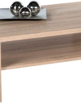 Stolkom Sp.z.o.o. Couchtisch Osaka Wohnzimmertisch, Eiche Sonoma Dekor, BxHxT 110x40x70 cm, Ablageboden, Absetzungen alufarben, Klassisches Design