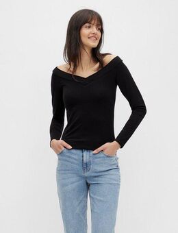 pieces Langarmshirt PCMALIVA LS OFF SHOULDER V-NECK TOP NOOS