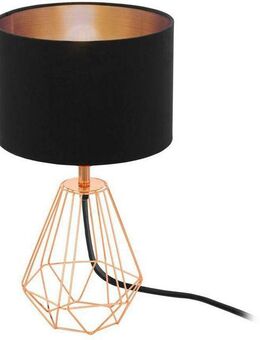 EGLO Tischleuchte CARLTON 2, Ein-/Ausschalter, ohne Leuchtmittel, Nachttischlampe, Vintage, Metall, Stoff, Drahtgeflecht, 30,5x16,5cm