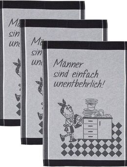 ROSS Geschirrtuch Männer sind einfach unentbehrlich, (Set, 3-tlg), Sprüchetuch, aus 100% Baumwolle