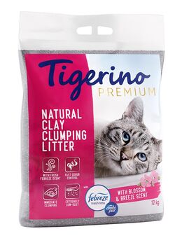 Tigerino Premium Katzenstreu 12 kg - Febreze Frischer Blütenduft