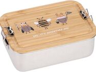 LÄSSIG Lunchbox Bamboo Nature, Bambus, Edelstahl, (1-tlg), mit Holzdeckel