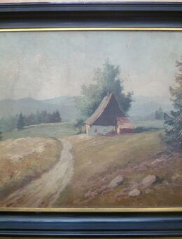 Gemälde Öl Landschaft Haus Weg Berge K. Schmidt Erzgebirge (?) - Berlin