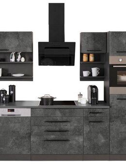 KOCHSTATION Küchenzeile KS-Tulsa, mit E-Geräten, Breite 320 cm, schwarze Metallgriffe, MDF Fronten