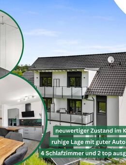 Neuwertige KfW 55 Maisonettewohnung mit zwei Balkonen, Stellplatz und unverbautem Blick ins Grüne - Reichshof