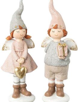 Creativ deco Engelfigur Weihnachtsdeko (2 St), mit niedlichem Gesicht sowie Herz und Geschenk