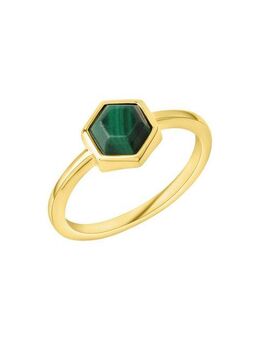 CELESTA Fingerring 925 Sterling Silber vergoldet Malachit