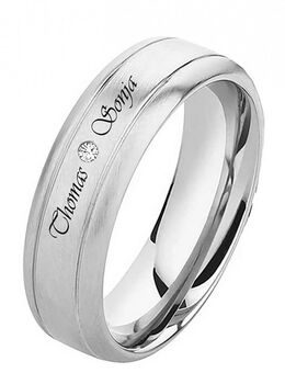Damenring Edelstahl DE080 mit Zirkonia - Diamant - Aholming