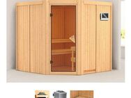 Karibu Sauna Jarin, BxTxH: 196 x 196 x 198 cm, 68 mm, (Set) 9-kW-Bio-Ofen mit externer Steuerung