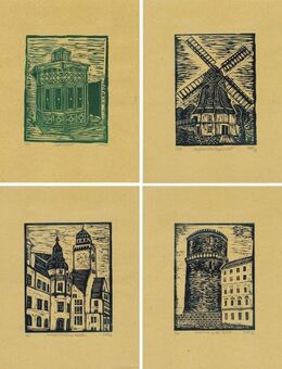 Originalgrafik 2017/19 v. Lutz Anders, LINOLSCHNITTMAPPE MIT 12 NEUKÖLLN-MOTIVEN! - Berlin