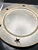 Weihnachtsteller Metall Sterne verziert Messing Durchmesser 24cm in 45259