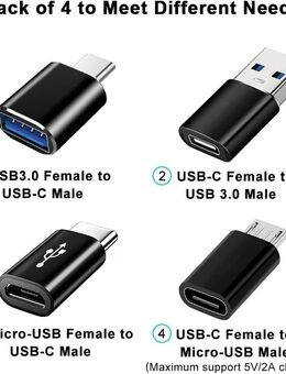 OTG Adapter USB 3.0 Typ A & C, USB 2.0 MicroUSB Typ B, 4er Set, vier Anschlusskombinationen, Netzteilladung, Datenübertragung, Speicherkartenleser, Kamera, Mobiltelefon, Tablet, Notebook, PC - Fürth