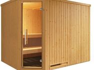 weka Sauna Element-Ecksauna VARBERG 4, BxTxH: 244 x 194 x 199 cm, 68 mm, vorgefertigte Elemente, moderne Ganzglastür