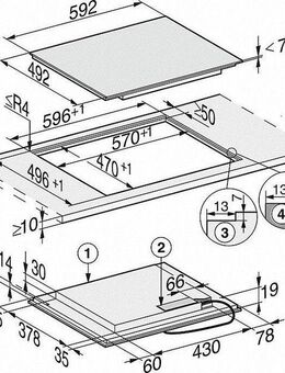 Miele Flex-Induktions-Kochfeld KM 7404 FX, Mit 4 Kochzonen inkl. 1 leistungsstarken PowerFlex-Kochbereich