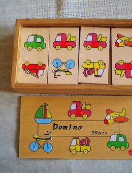 Bino-Holz-Domino-Spiel,28 Teile,Alt - Linnich