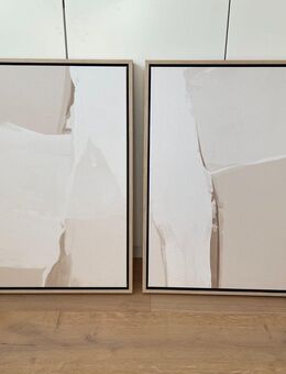 2x Leinwand Bilder abstrakte moderne Kunst Schattenfugenrahmen Eiche Set 50x70 cm - Reinbek