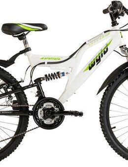 WYLD Kinderfahrrad Kinder-Mountainbike Fully ATB 24" Zodiac weiß-grün 18 Gänge RH 38 cm, 18 Gang, Kettenschaltung