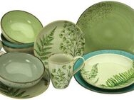 CreaTable Kombiservice Geschirr-Set Botanica (16-tlg), 4 Personen, Steinzeug, Service, unifarbenes Dekor mit Blattmotive, 16 Teile, für 4 Personen
