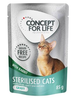 Concept for Life Sterilised Cats mit Kaninchen getreidefrei - in Soße - Sparpaket: 48 x 85 g