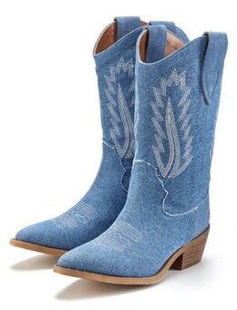 LASCANA Cowboy Boots Cowboy Stiefelette, Western Stiefelette, Ankleboots im Denim-Look