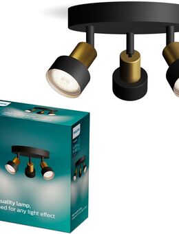 NEU Philips Conduit LED 3er Spotleuchte rund GU10 Messing IP20 - Schwelm