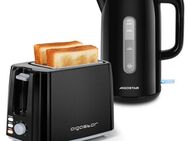 Aigostar Frühstücks-Set Doppelwandiger Wasserkocher aus Edelstahl 1,7L/ 2-Scheiben Toaster, 4 Minuten Schnell auf 100°C, BPA Frei, automatic pop-up