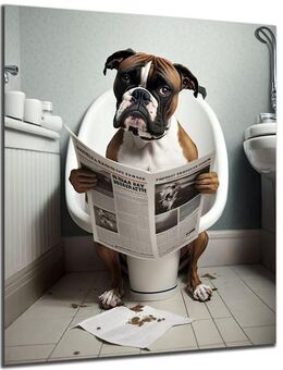 Wandbild auf Toilette 30x40cm HDF Wandbehang Dekoration Bild Hund - Birkenfeld (Baden-Württemberg)