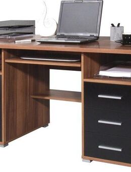 GERMANIA Computertisch 0484 (Made in Germany), Schreibtisch mit Tastaturauszug & abschließbarem Schubkasten, B.145 cm