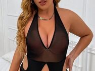 Damen Teddy Body mit Cut-Out aus Kontrast Netzstoff mit Neckholder / Größen von 46-52 / NEU - Marl (Nordrhein-Westfalen)