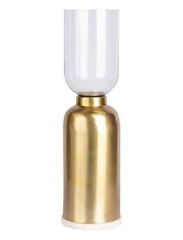 Kayoom Kerzenhalter Bodenkerzenhalter Shyam 125, Bodenkerzenhalter aus Metall, Marmor-Sockel, Windlicht aus Glas